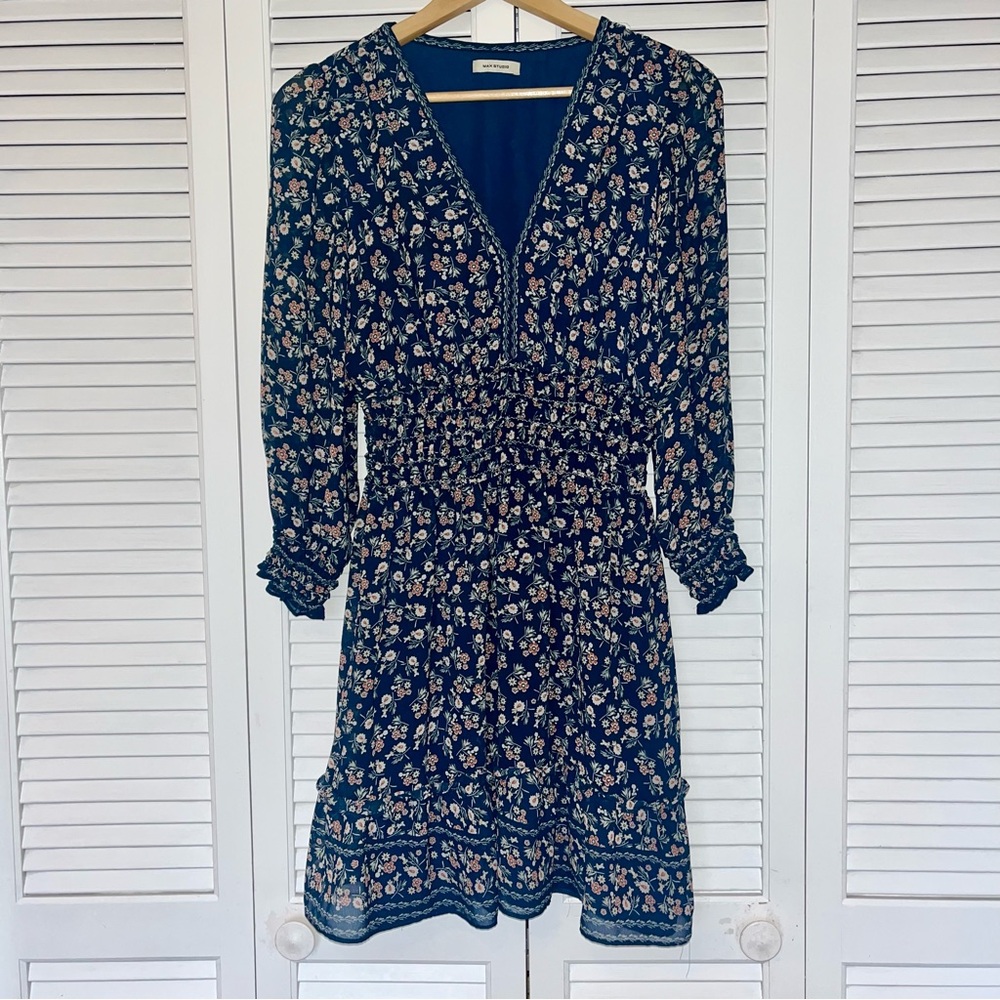 Max Studio Floral Navy Dress